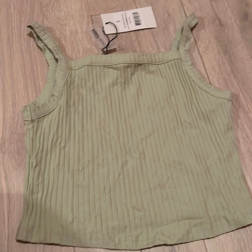 NA-KD Ribbed Jersey Tank Top in light green (S)